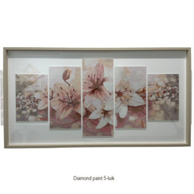 Diamond painting als vijfluik ingelijst