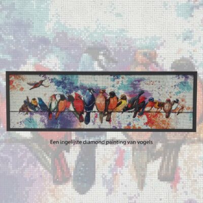 Diamond painting met vogels ingelijst
