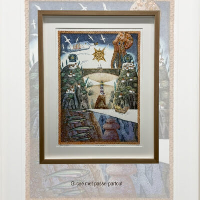 Giclée-print met passe-partout ingelijst