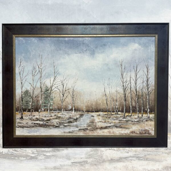 Winter over de berken, schilderij van Frans Heijnen